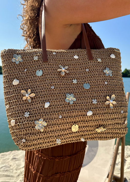 Floral Pearl Beach Bag