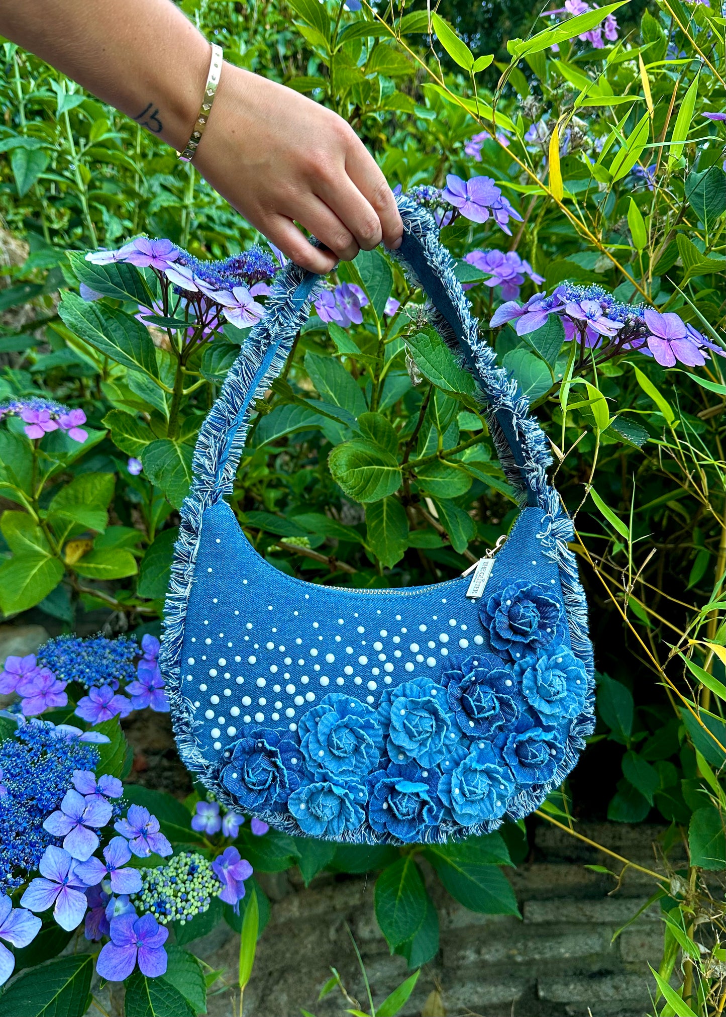 Pearl Rose Denim Bag